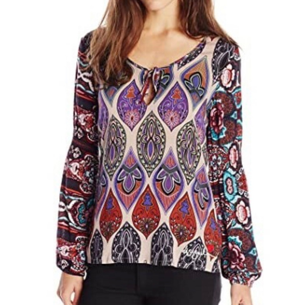 Desigual long-sleeve multicolor blouse size Medium